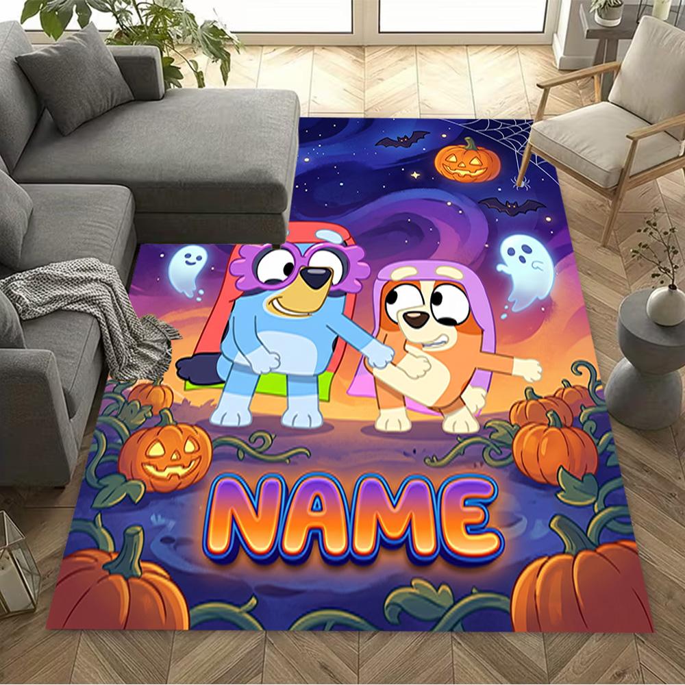 Halloween Night Adventure Customizable Name Floor Mat Design for Outdoor Hallway Kitchen Game Room Anti-slip Rug Office home decor Gift for Festivals