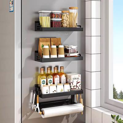 1Pc Multi Layer Household Storage Shelf Seasoning Storage Rack Fresh Keeping Bag Holder Magnetic Refrigerator Shelf