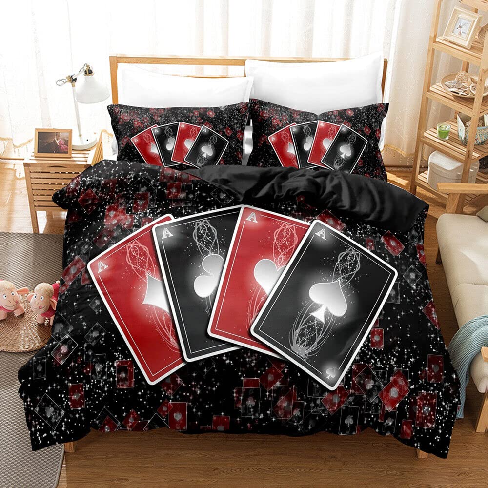 Playing Cards Duvet Cover Sets Queen Size Lightweight Down Quilt Covers Bedroom Decor Chip Themed Bedspread Covers No Comforter