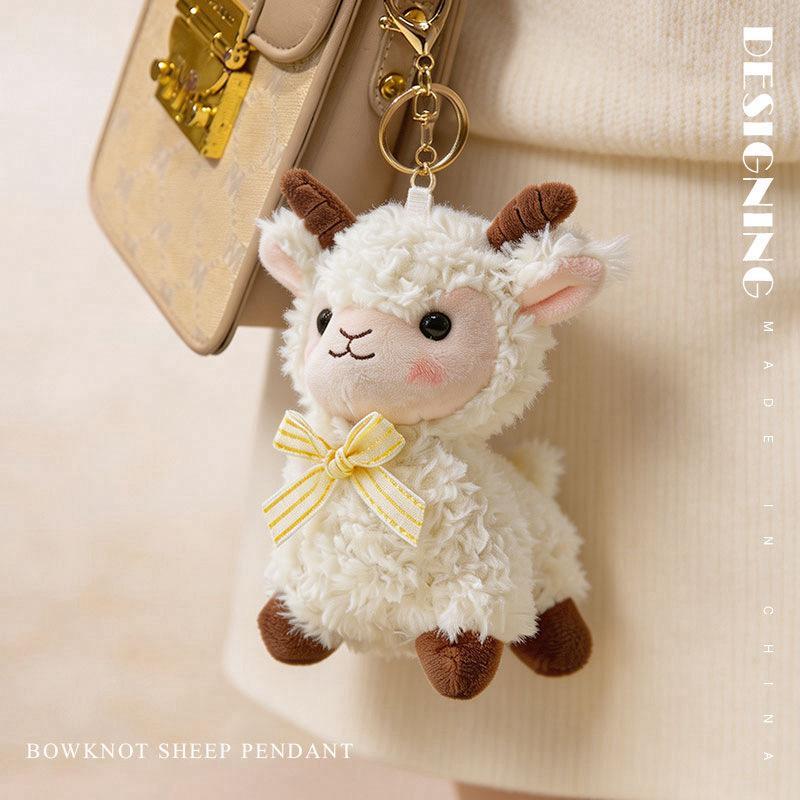 1 Pcs 12Cm Fluffy Soft Sheep Stuffed Little Bag Decro Keychain Year Mascot Birthday Gifts Bag Charm