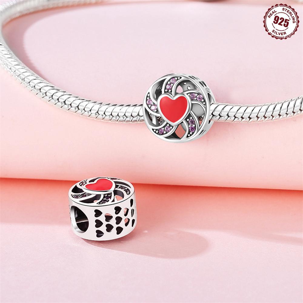 Bead Components Copper Metal Charm Bead Components Authentic Original Rotating Heart Bead Components Compatible With Bracelet High Quality Fine