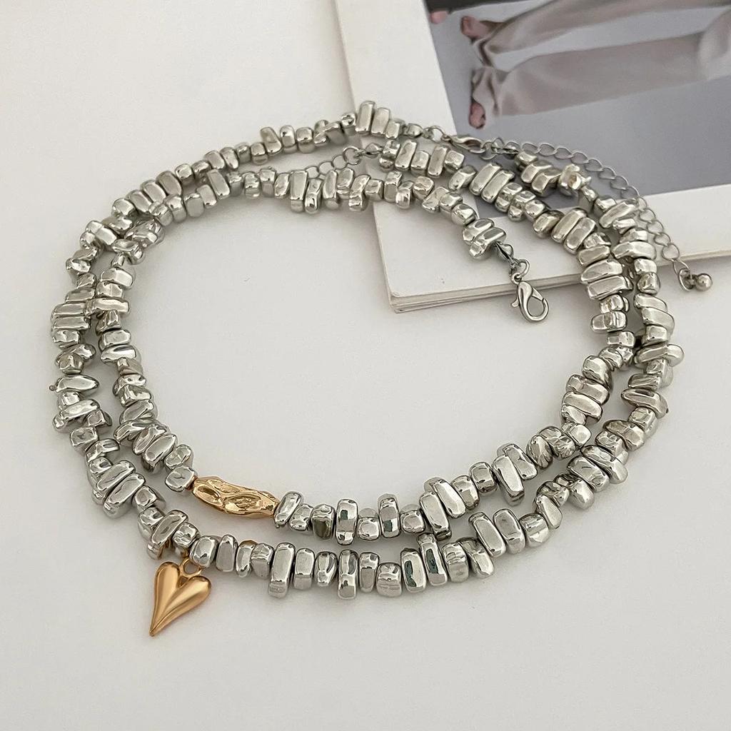 New Vintage CCB Bead Irregularity Unique Design Heart-Shaped Pendant Necklace Sets for Woman Fashion Necklace  Holiday