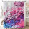 Abstract Watercolor Shower Curtain Pink Blue Marble Design For Bathroom Decor Polyester Fabric With Hooks Set (White)