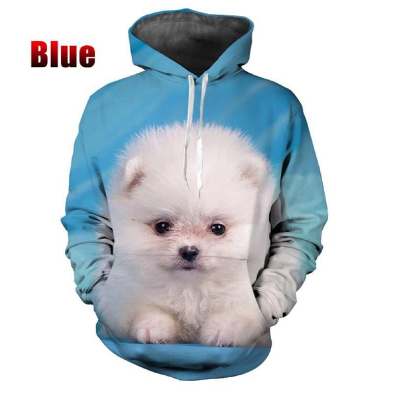 3D Pomeranian Print Hooded Sweatshirts Cute Pet Dog Animals Pattern Couple Hoodie Casual Long Sleeve Cool Streetwear Tops