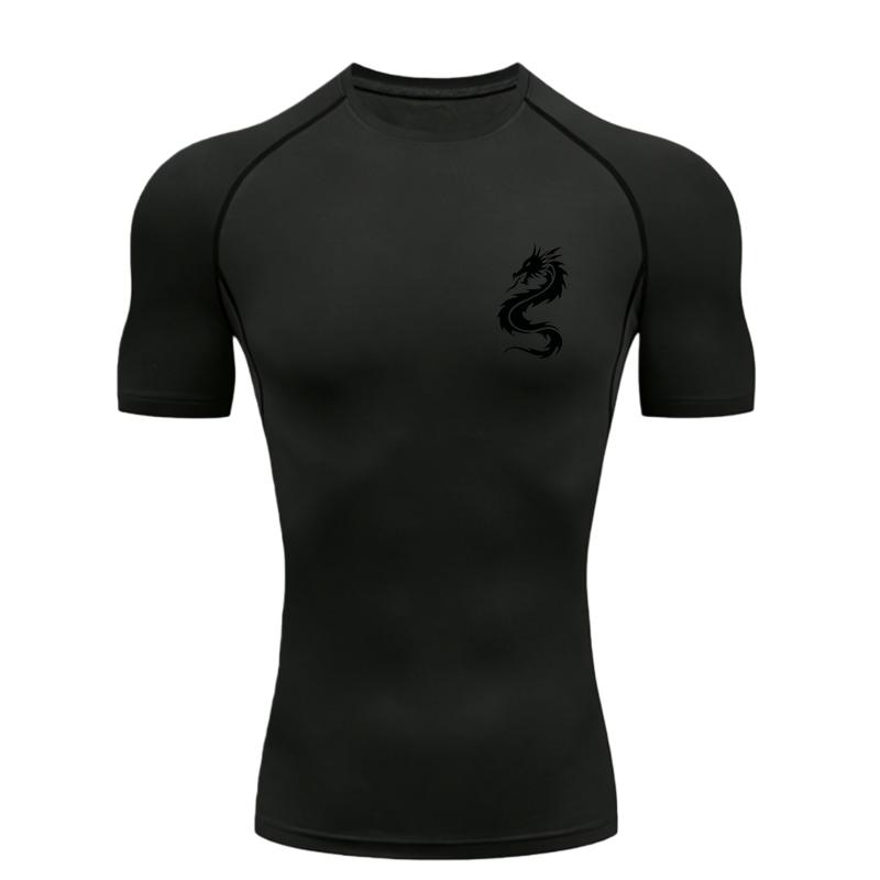 Draak Heren Sport T-shirt Training Fitness Compressie Korte Mouw Rashguard voor Mannen Atletische T-shirts Workout T-shirt
