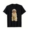 Heren Casual Zwart T-shirt met Golden Retriever Grafiek Relaxte Pasvorm Korte Mouw met Levendige Hitte Transfer Print Kleding met Hondenthema