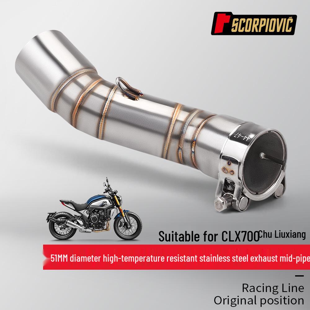 Stainless Steel Exhaust Pipe for Chu Liuxiang CLX700 Motorcycles, 51mm - Small/Medium Section
