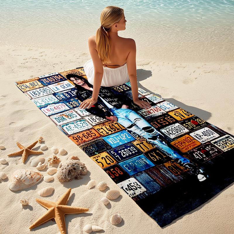 American Music Rock Michael Joseph Jackson Beach Towel Outdoor Camping Vacation Swimming Beach Towel Outdoor Absorbent Bath Towel Y8
