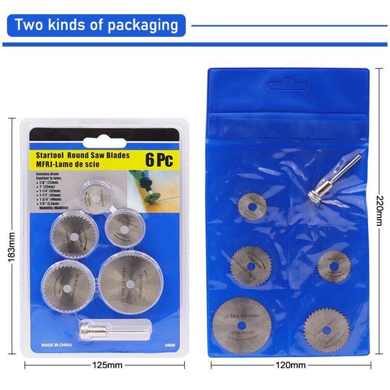 High-Speed Steel Cutting Disc Set: 5 Saw Blades & 3.2mm Shank for Electric Grinders - Cuts Wood, Plastic, Soft Metal