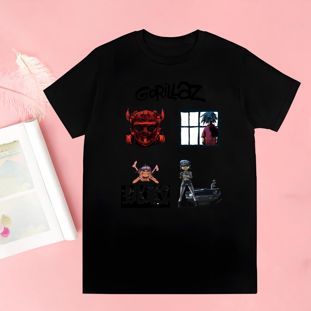 Gorillaz Modern Music Band Cartoon Awesome T Shirts For Guys O-Neck Short Sleeve Regular Mens Height Quality Hip-Hop Tee Shirt