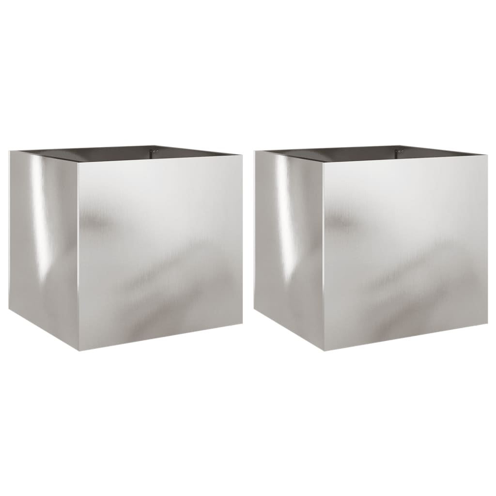 Planters 2 Pcs Silver 42 X 40 X 39 Cm Stainless Steel