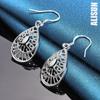 925 Sterling Silver Droplet Shaped Pendant with Piercing Earrings Fashionable Wedding Jewelry