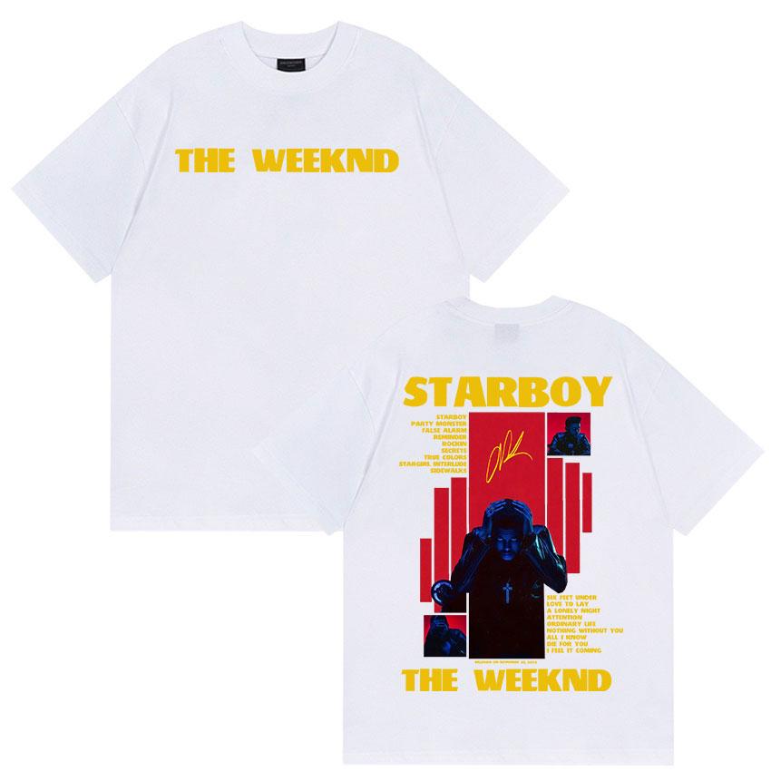 Rapper The Weeknd Starboy Album 2025 Merch T-Shirts Unisex Street Gothic Hip Hop Retro Baumwolle Kurzarm-T-Shirt Y2k Streetwear