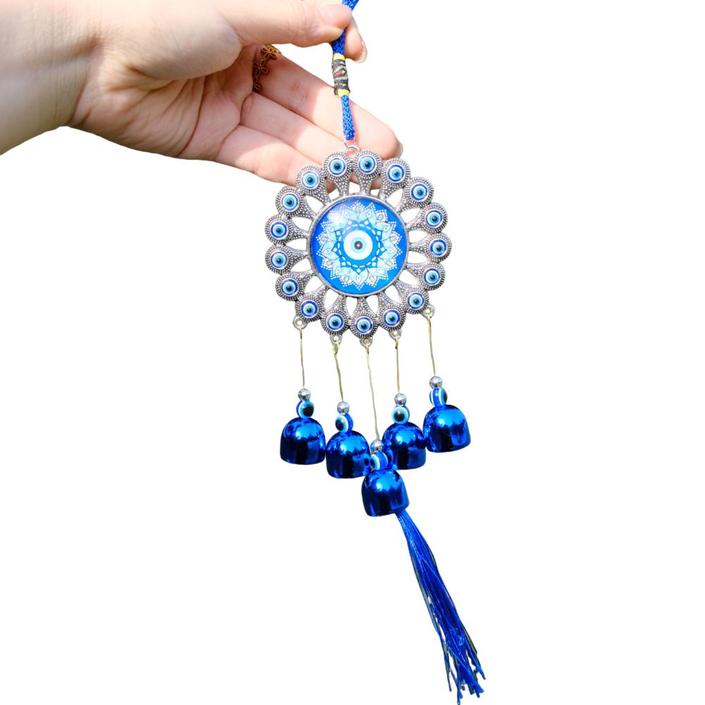 Handmade Metal Hanging Wind Chime Glass Wind Music Bell Blue Eyes Wind Chime  Garden Decoration