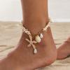 Bohemia Ocean White Starfish Bead Shell Teardrop Pearl Adjustable Ankle Bracelet for Women Summer Beach Vacation Jewelry Gifts