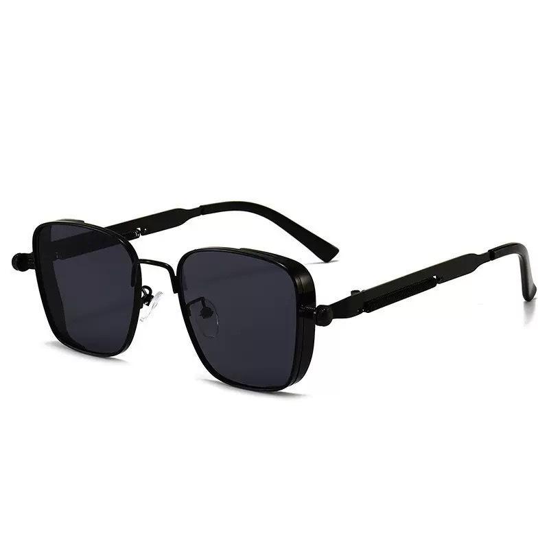 Personality Metal Steampunk Sunglasses Men High End Handsome Driving  Sunglasses Trend Square Frame Anti UV Sunglasses
