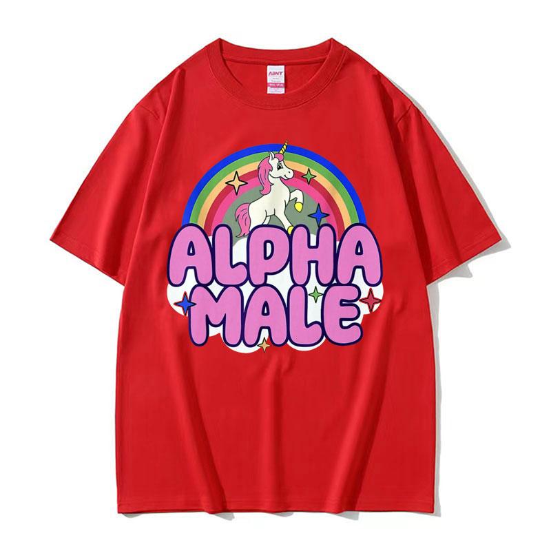 Funny Alpha Male Unicorns Rainbow Meme Graphic T Shirts Men Women Vintage Gothic Clothes T-shirt Summer High Quality Tees