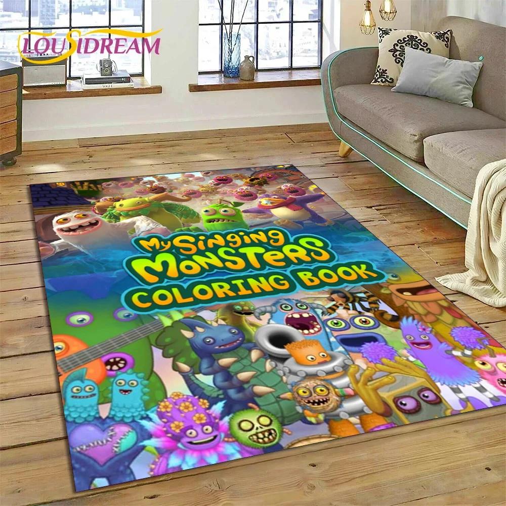Jeu 3D Mes Monstres Chanteurs Tapis de Dessin Animé Tapis pour Salon Chambre Décoration de Maison, Tapis de Sol Antidérapant pour Canapé Paillasson Cadeau Enfants