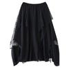 plus size black High waist vintage lace mesh patchwork summer casual loose long for woman skirts womens skirt