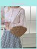 Grass Weaving Shoulder Bag With Zipper Closure For Daily Casual Use