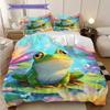 Frog Pattern Bedding Quilt Set Quilt Cover Pillowcase Home Decoration Birthday Gift (1 * Duvet Cover + 2 * Pillowcase, Without Core)