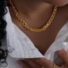 Colar de Corrente de Aço Inoxidável Estilo Hip Hop Rock Para Mulheres Banhado a Ouro 18k À Prova D'água Não Mancha Colares Grossos Femininos