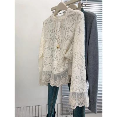 Lace Long-sleeved Women's High-end Light Luxury Age-reducing and Stylish New Design Niche Top