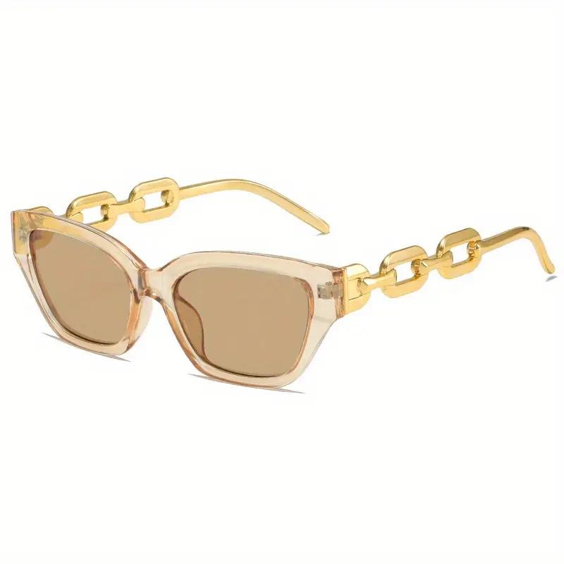 Cat-Eye Mode Sonnenbrille für Damen Herren Spiegelglas Kettenanhänger Brille für Sommer Strandparty