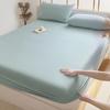 Solid Color Brushed Bedding Set: Fitted Sheet, Bedspread, Pillowcase, Duvet Cover - 90g