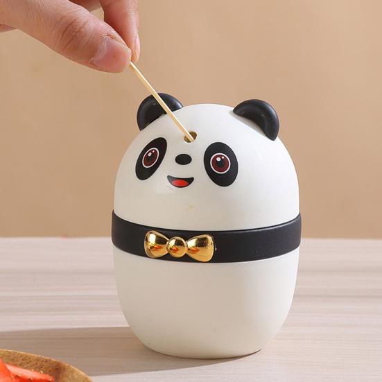 Schattige Panda Tandenstokerhouder Automatische Pop-up Tandenstokerdispenser Cartoon Panda Vorm Tandenstoker Opbergdoos voor Keukentafel Accessoire