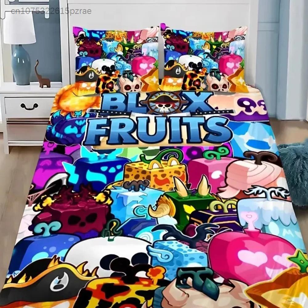 B-Blox F-Fruits Gioco Set Biancheria da Letto 3D Cartone Animato Copripiumino Set Morbido Delicato sulla Pelle Singolo Matrimoniale King Size Per Bambini Regalo di Compleanno
