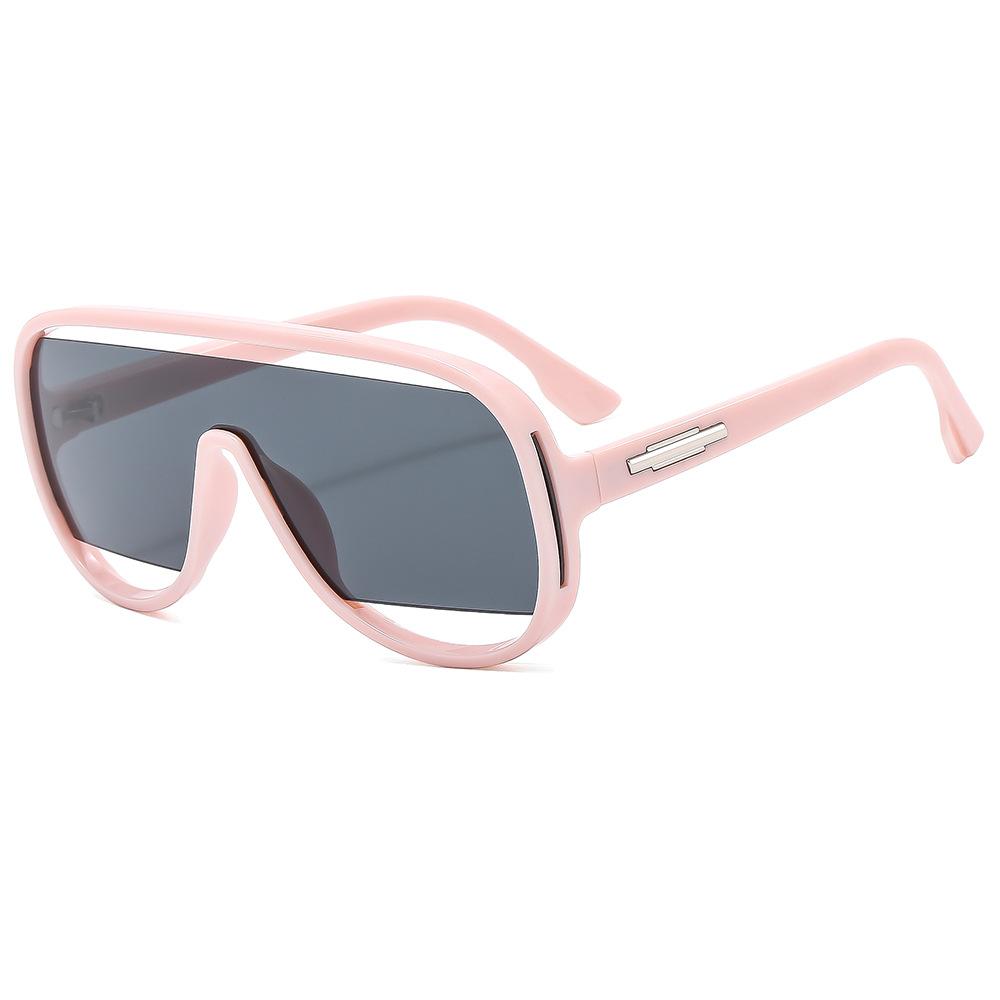 Trendy Oversized Pilot Men Unique Hollow Sun Glasses Glasses Ladies Vintage One Piece Gradient Mirror Shades UV400 Rimless Sun Eyeglasses