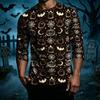 Men Casual Halloween Print Raglan Sleeve T Shirt Crew Neck Three Quarter Sleeve Top Lightweight Comfortable Fit