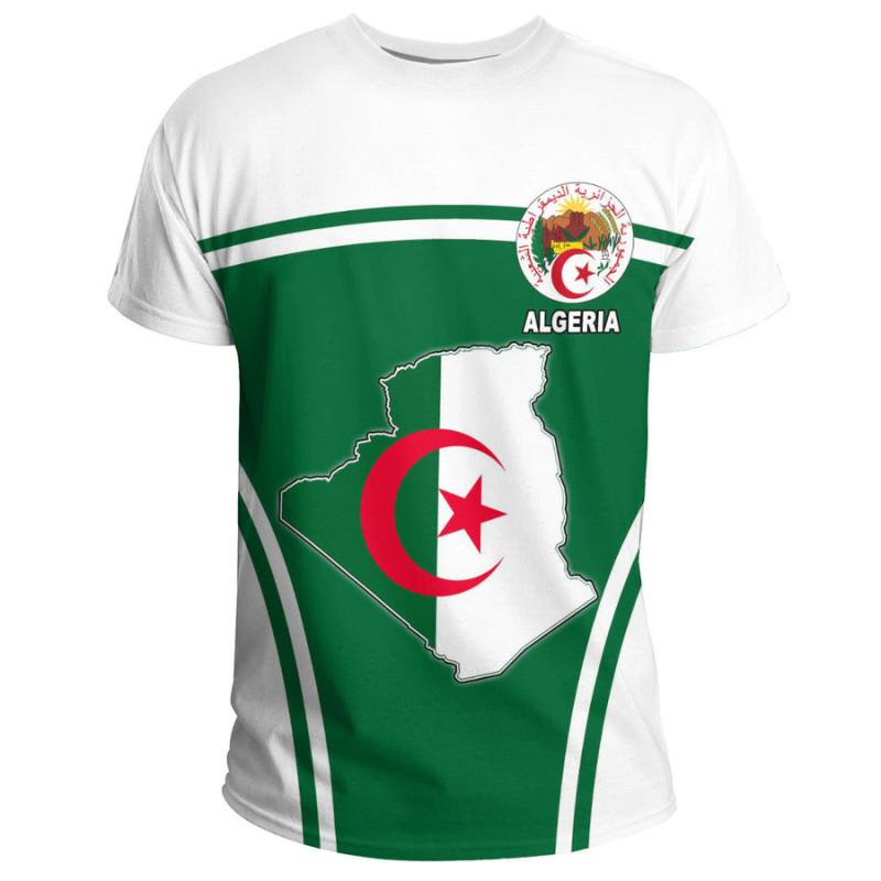 Algeriet 3D T-shirt Kortärmad Fritidssport Lös T-shirt Flaggtryck Högkvalitativ T-shirt Sommar Rundhalsad Herr Dam Toppar