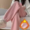 Plus Velvet Sweatpants, Damesvoeten Herfst en Winter Bovenkleding Katoenen Broek Casual Winddichte Broek Polar Fleece Sweatpants