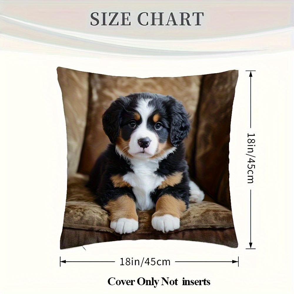Kissenbezug für Berner Sennenhund Welpen Niedliches Hunde Design Polyester Stoff für Sofas, Betten, Autos, Wohnzimmer Kissenhülle