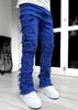 European and American Men's Ripped Badge Skinny Jeans