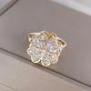 High Grade Luxury Rotating Four Leaf Clover Ring Female Niche Design Open Finger Ring Super Nice Girls Ring