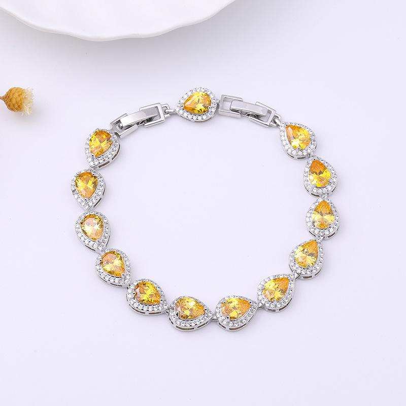 Inlaid Zircon Bracelet Female Korea Small Fresh Artificial Water Drop Gemstone Ladies Colorful Jewelry Bracelet