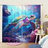 2 Panels Ocean World Turtle Pattern Window Curtains -  Heat-insulating   Suitable for Decorating Curtains In Various Rooms