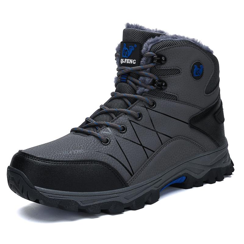 Outdoor Hiking Shoes Men Anti-slip Warm Comfortable Plush Breathable Ankle Boots Men Lace-up Durable Casual Sports Shoes Men