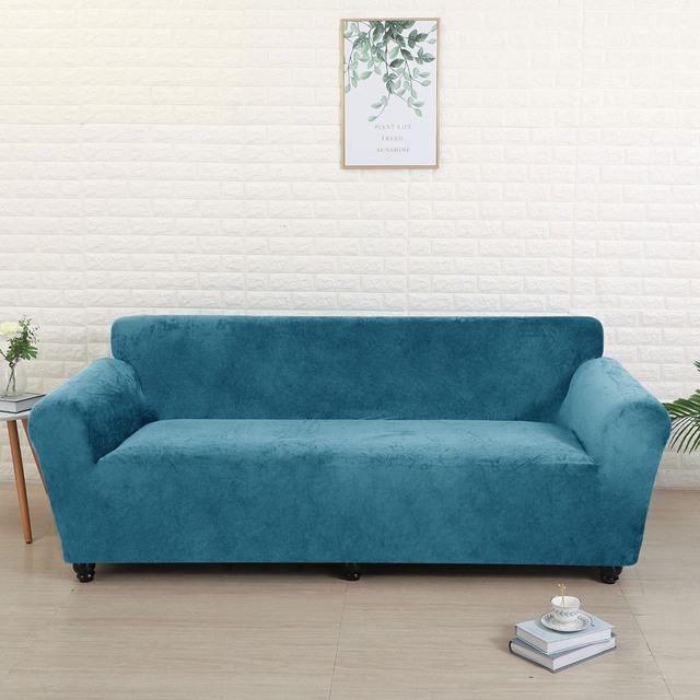 Velvet Elastic Sofa Cover L-Shaped Couch Slipcover for Living Room Corner Sofa Soft Stretchable Funda