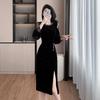 2025 Elegant Velvet Waist-Slimming Dress