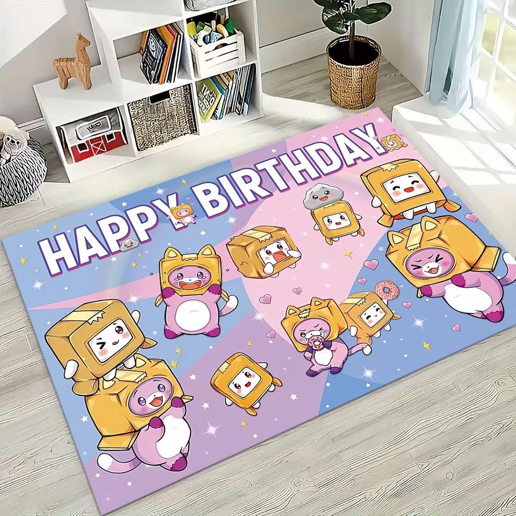 Cartoon Lankybox Cute Foxy Boxy Rocky Carpet Rug for Bedroom Living Room Sofa Home Doormat Decor,Large Kids Non-slip Floor Mat