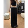Schwarze lässige Hosen mit geradem Bein für Damen im Frühling und Herbst, neu, hochtailliert, schmal und eng, weites Bein, Sport