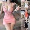 HotGirl's Nightclub Party Sexy Pure Lust Style Low-neck Pleated Waist Suspender Slim Fit Hip-hugging Dress Women
