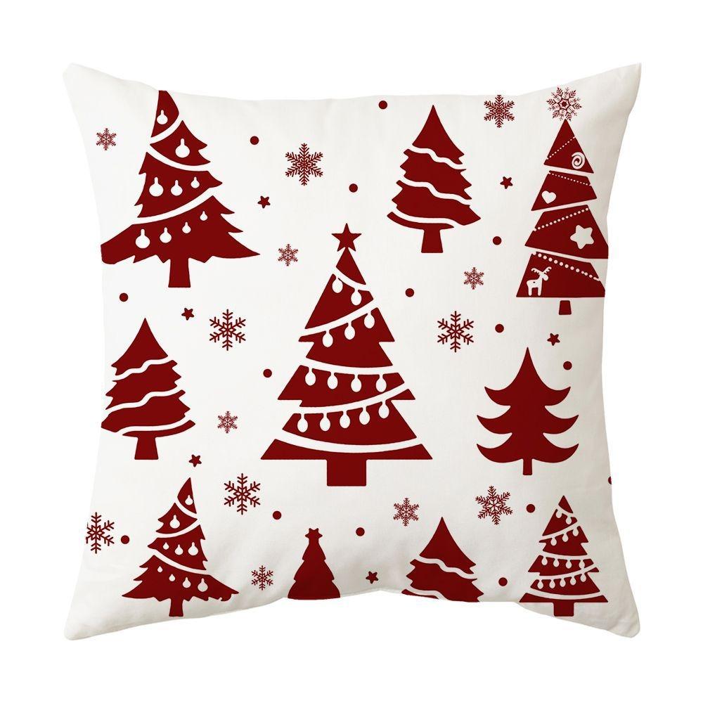 Christmas Home Decoration Pillow Cover Merry Christmas Snowman Christmas Tree Plaid Printed Cushion Cover Sofa Room Decoration S