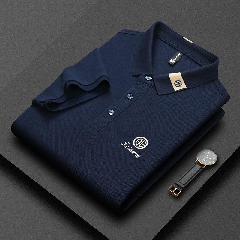 Trend Hub Nové Pánské Tričko s Krátkým Rukávem High-end Vyšívaná Polokošile s Límcem Nadměrná Velikost Paul Tenký Top pro Muže