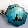 0106 Cat On Swing Pattern, Automatic Folding Umbrella, Portable and Foldable Design, 8 Ribs, a Christmas or Birthday Gift.