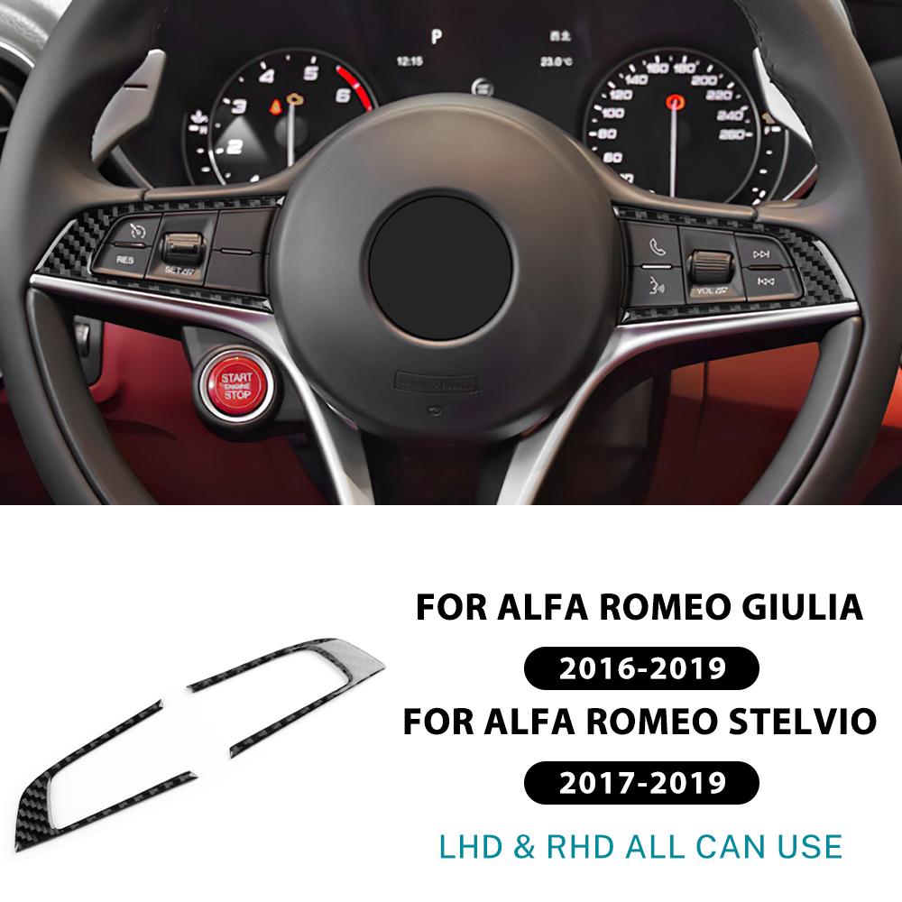 Real Soft Carbon Fiber Sticker For Alfa Romeo Giulia 952 Stelvio 949 2017 2018 2019 LHD RHD Car Steering Wheel Button Frame Trim